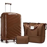 TRIPLAYER Carry On Luggage 22x14x9 Airline Approved, 20 Inch Expandable Hardshell Luggage Carry-on Suitcases with Spinner Wheels, Carry On Suitcase Set for Women (MOCHA)