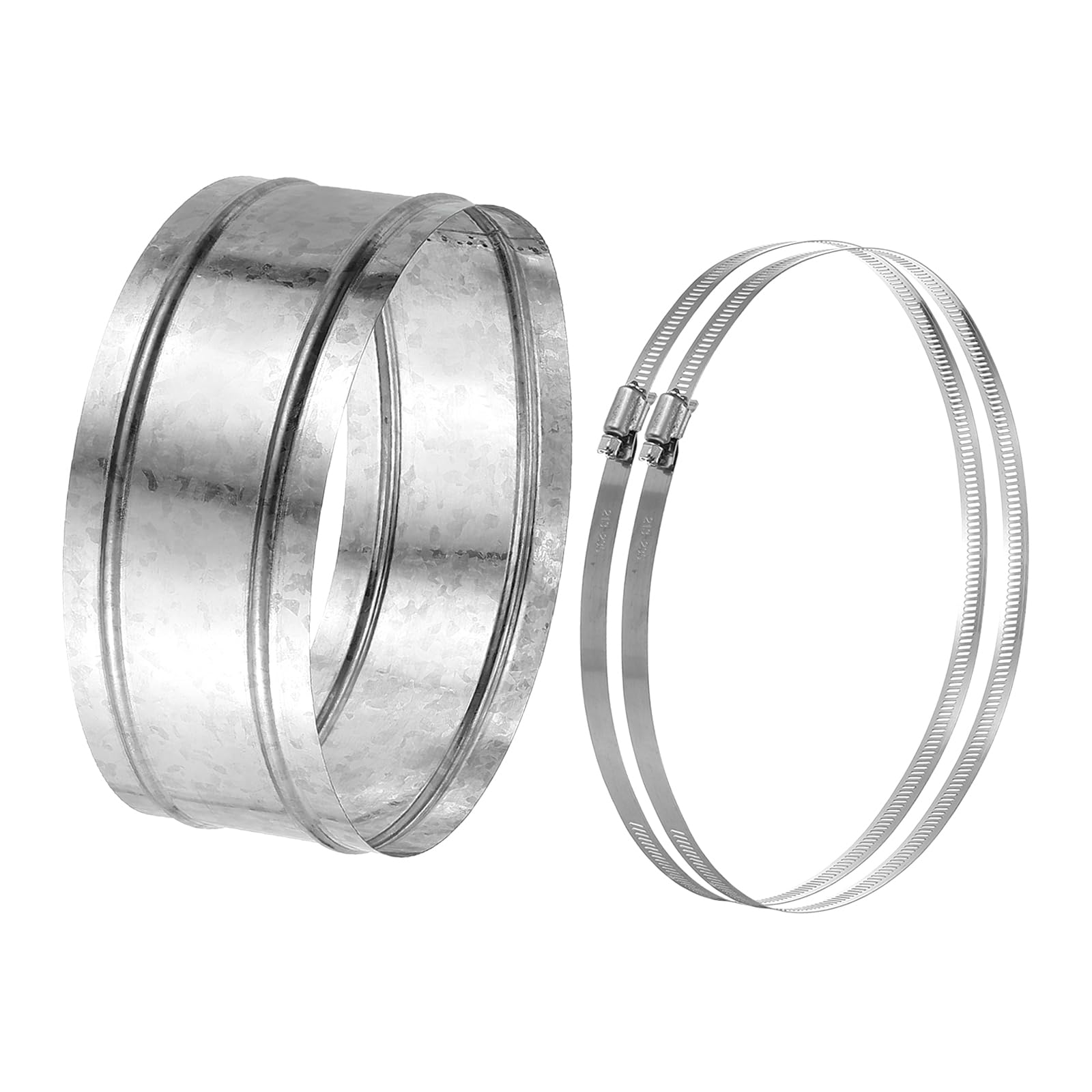 Photo 1 of PATIKIL 250mm/10" Duct Connector, Galvanized Steel Duct Coupling Vent Coupler Dryer Pipe Coupling Hose Extension Connector with Duct Clamps for HVAC Exhaust Fan Vent Systems, 4" Long