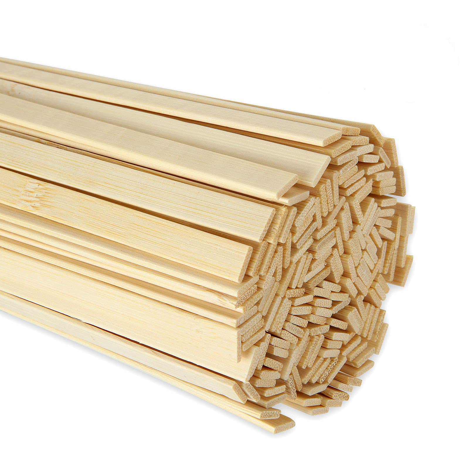 AHUNTTER 300 Pieces Natural Wooden Craft Sticks, Strong Bamboo Sticks Strips, 40cm Extra Long Flat Sticks for Crafting and Making Star Lanterns - 40cm Length x 0.9cm Width