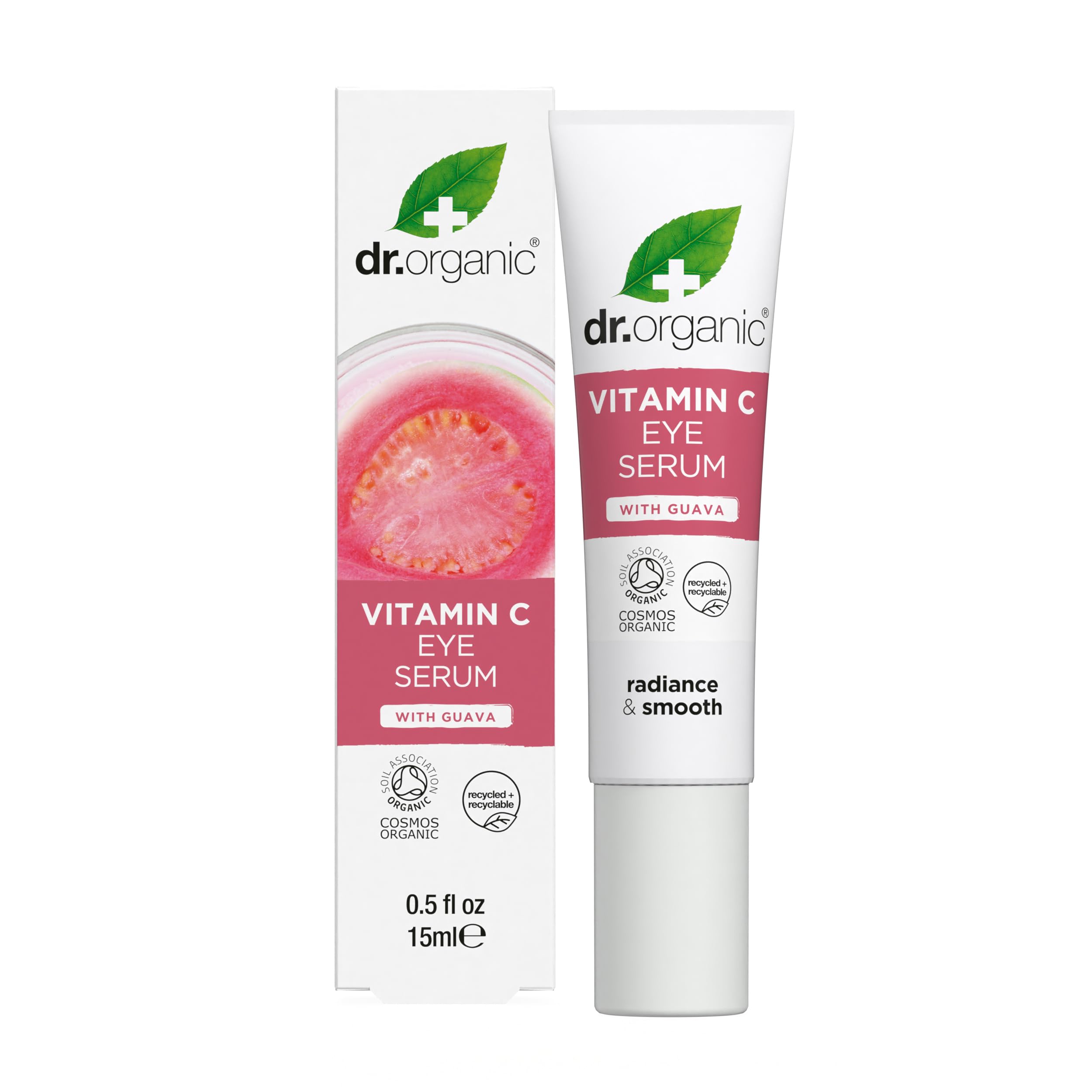 Dr Organic Guava Eye Serum, Vitamin C, Brightening, Mens, Womens, Natural, Vegan, Cruelty-Free, Paraben & SLS-Free, Organic, 15ml, Packaging may vary