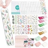 180 Pcs Acrylic Bookmark Blanks- 20 Set Bookmark Making Kit with 20 UV DTF Stickers About Floral Theme 20 Tassels 20 Ribbon 80 Bookish Stickers for DIY Your Crafts Gift for Book Lover