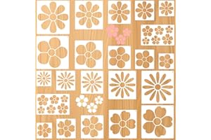 HJZHII 22 Pcs Flower Stencils, Quilting Templates Daisy Stencils Painting Large Flower Stencil Plastic Floral Stencil Reusable Paint Template on Wall Spray Paint Template for Craft Canvas DIY Decor
