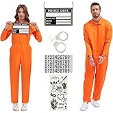 ZUADOKL Prisoner Jumpsuit Adult Orange Prison Inmate Costume Jail Criminal Outfit for Women Halloween (Women, Medium)