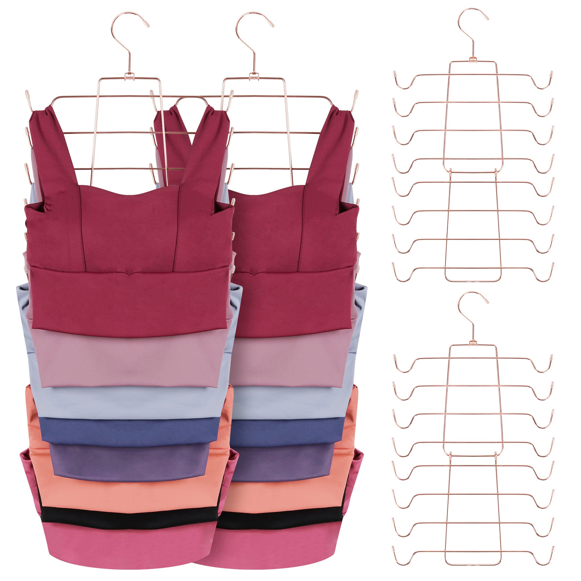 Photo 1 of ZEDODIER 4 Pack Tank Top Hanger Space Saving, Bra Hangers for Closet Organizer, Hanging Bra Organizer Tank Tops Holder with 32 Hooks, Closet Organizers and Storage Small Space Solutions, Rose Gold