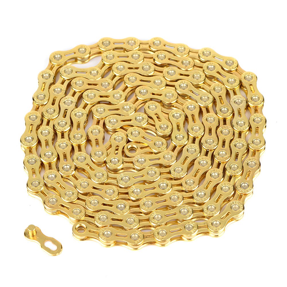 VGEBY Bicycle Chain, Ultralight Gold Hollow-out 116 Links Chain Replacement for Fixed Gear Road Bikes Bicycles 11Speed Ride