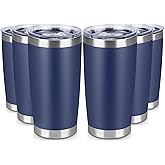 VQRRCKI 20 oz Tumbler Stainless Steel Tumblers Bulk with Lid Double Wall Insulated Coffee Tumbler Cups for Hot & Cold Drinks Powder Coated Travel Coffee Tumbler Mug Metal (Navy Blue, 6 pack)