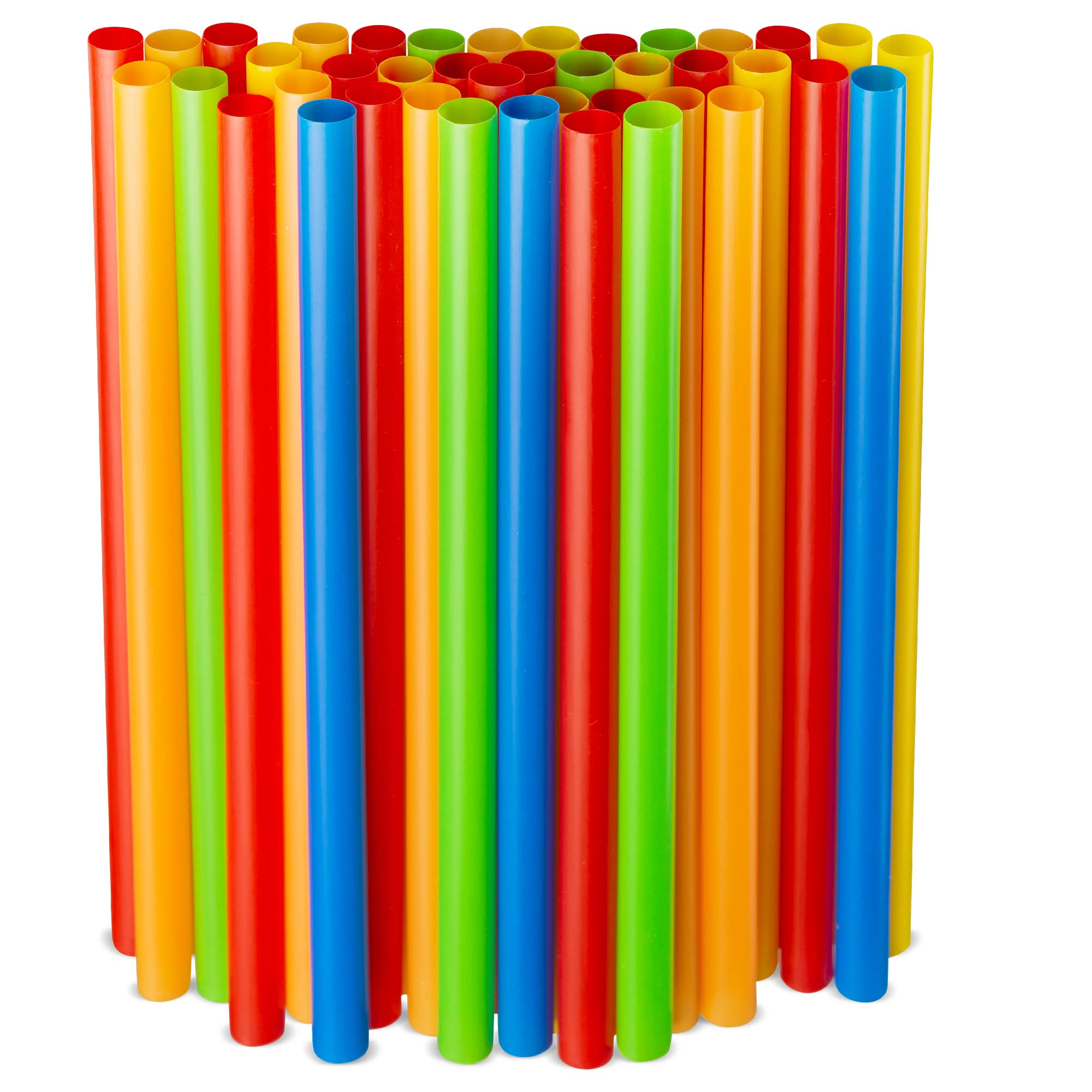 Photo 1 of Assorted Colors Jumbo Smoothie Straws, Colorful Disposable Wide-mouthed Large Milkshake Straws 9'' Inches High/Tall 100 pack
