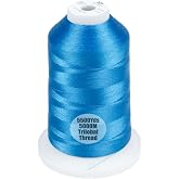 Simthread 5500Yds/5000M 40WT Polyester Embroidery Thread Electric Blue 420 | Large 5000M spool with thread lock base feeds smoothly for stable 40WT polyester stitching on home and commercial machines.