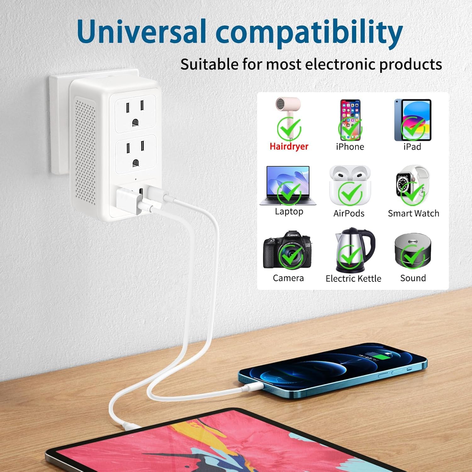 Mampabo Voltage Converter for European Travel, 220V to 110V Converter,2000W European Travel Plug Adapter, 220 to 110 Voltage Converter US to Europe 2 USB C 2 USB A, Power Converter for Europe (2U2C)