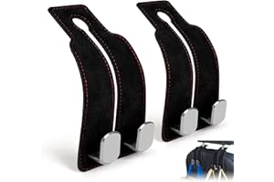 2PCS Car Seat Headrest Hook,Premium Back Seat Hooks, Double Hook Brackets, for Handbag Wallet Jacket, Grocery Car Bag Hooks (