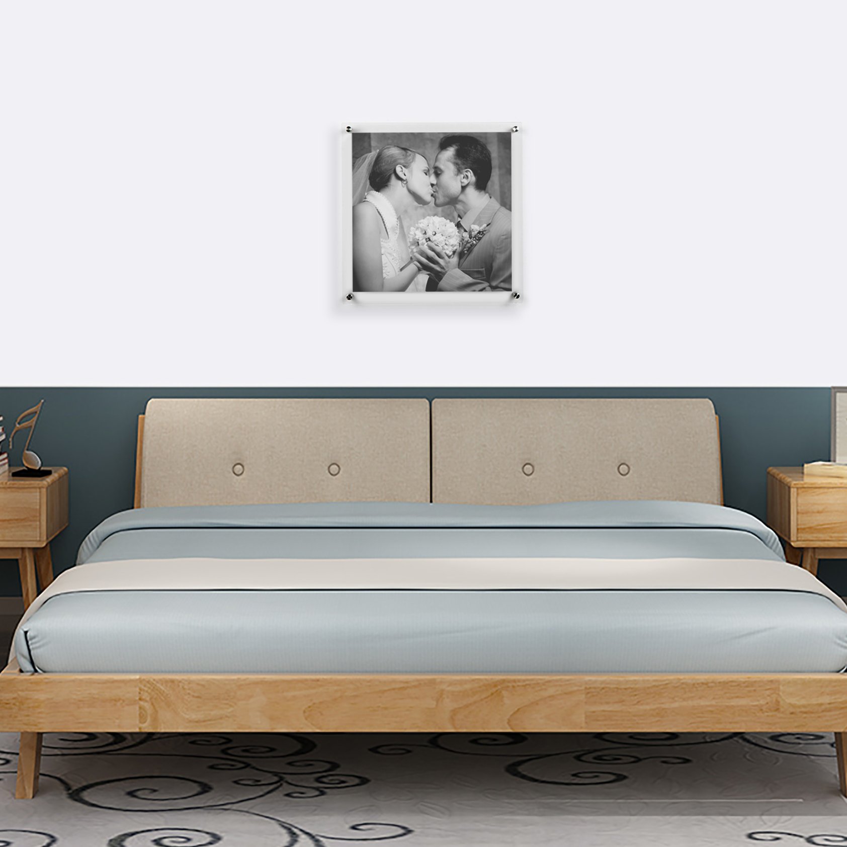 NIUBEE Clear Acrylic Wall Mount Floating Frameless Picture Frame Up to