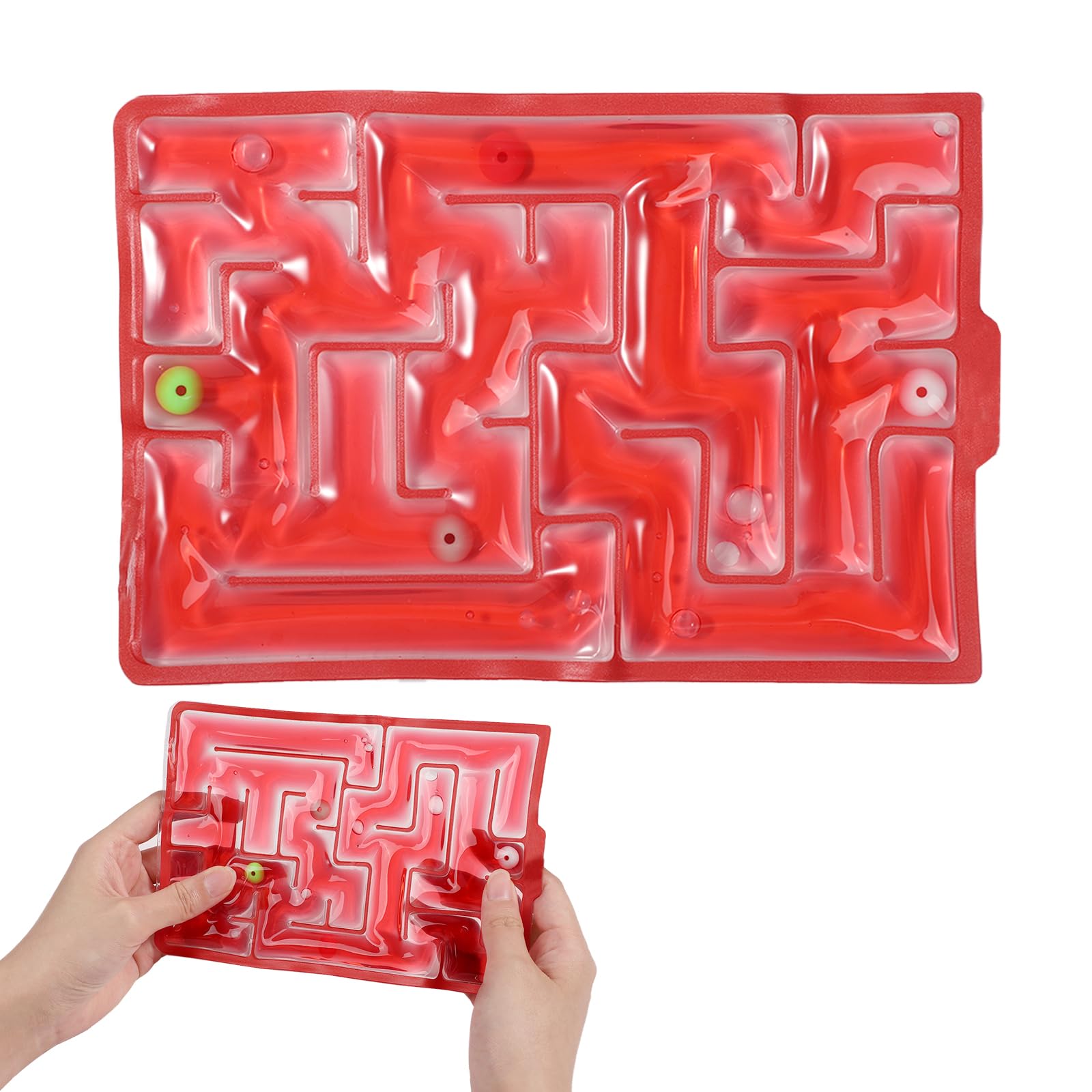 Gel Maze Sensory Toys, Fidget Marble Maze Filled with Liquid Funny Sensory Relaxation Toy Calming Sensory Toy Autism Tactile Toy Fidget Toys Squeeze Toy for Autistic Kids (Red)