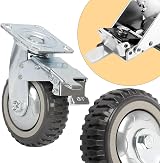 ybaymy 150mm Rubber Castor Wheels 1000kg Load 4PCS Swivel with Brakes Fixed view 8