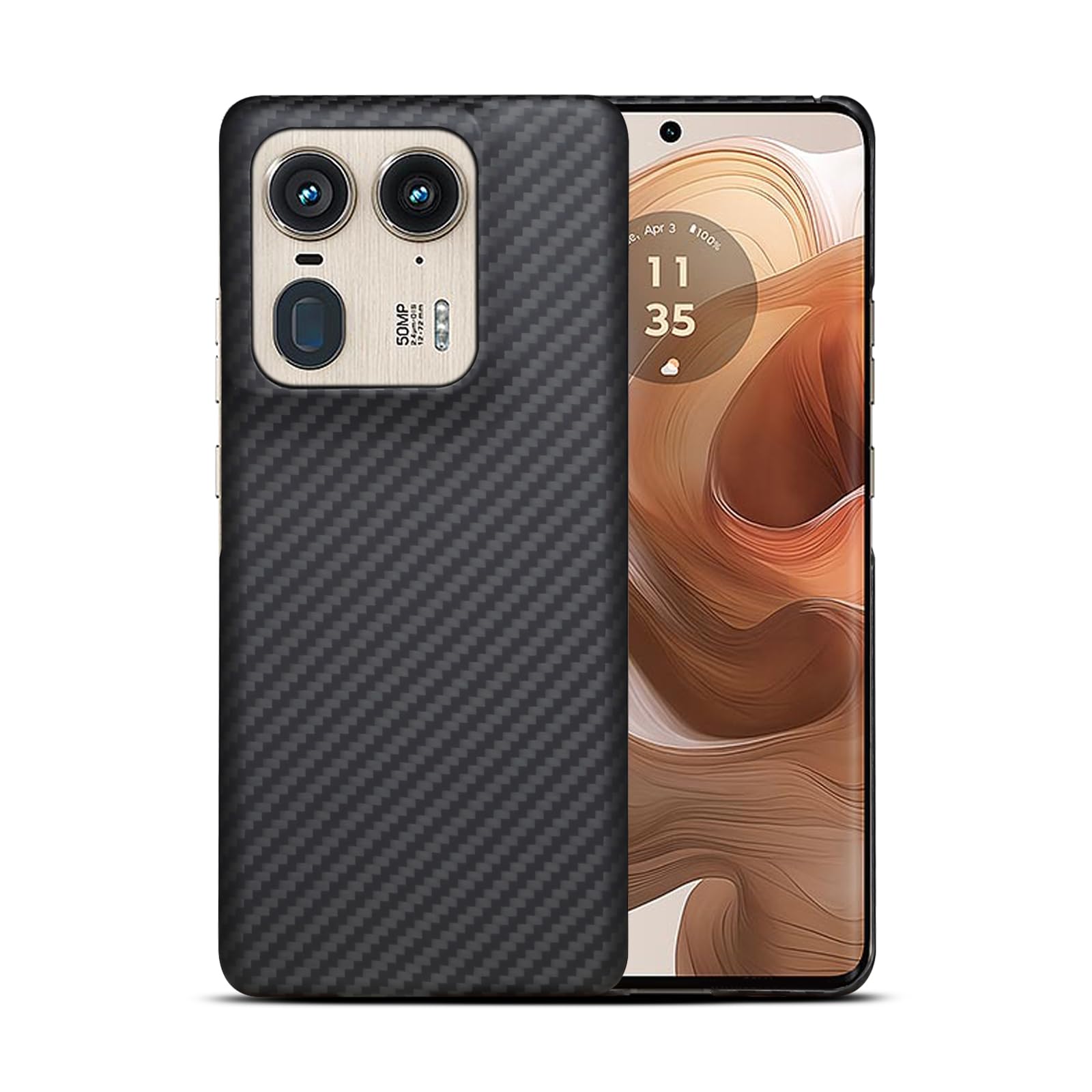 GIMENOHIG Ultra Thin and Lightweight Aramid Carbon Fiber Case for Motorola Edge 50 Ultra Black