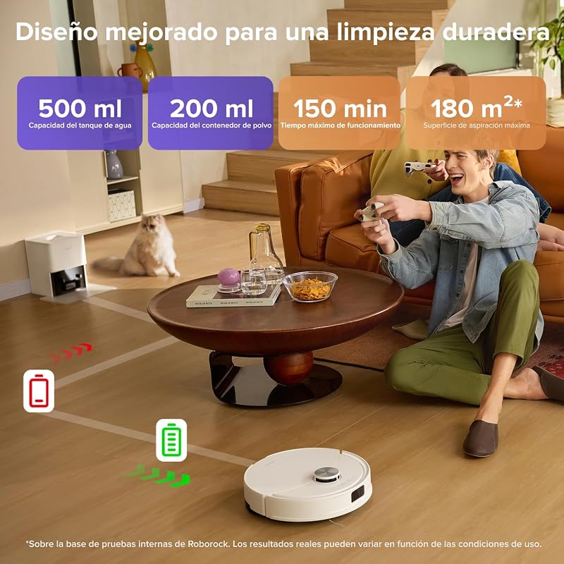 roborock Q10 S5+ set Robot Vacuum e Mop 2 em 1 de 10000 Pa, Sistema Anti-Emaranhado Duplo, Prevenção de Obstáculos, 7 Semanas de Auto-Esvaziamento, Navegação LiDAR PreciSense, App Control, Branco