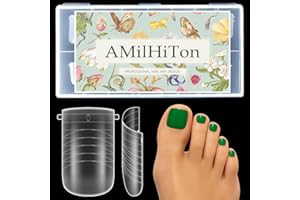 AMILHITON Straight Polygel Dual Wide Toe Nail Forms for Poly Gel Extensions, Larger Flat Full Cover Molds for French Toenail, Press on Toenails for Women Extensions Home DIY Nail Salon 160PCS 16Sizes