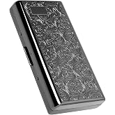 Goshentech Vintage case,14 Capacity,Metal Plated Metallic Glossy Black,Double-Sided,Bank Card case, Cash Box(100mm King Size) (Black)