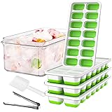 GEWTYOD Ice Cube Tray with Lid and Bin, 4 Pack