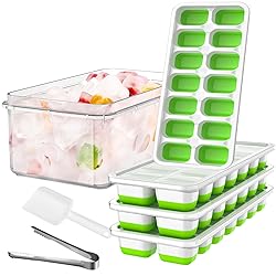 GEWTYOD Ice Cube Tray with Lid and Bin, 4 Pack