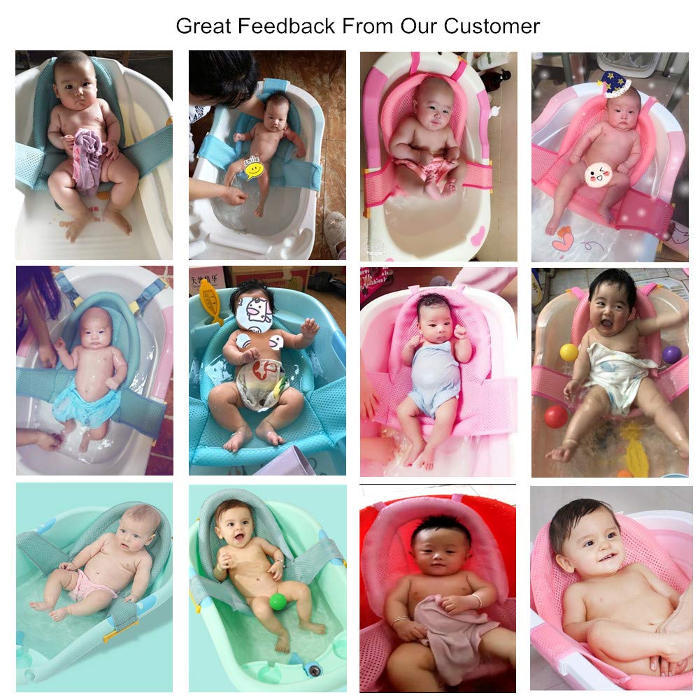 Baby Bath Seat Infant Bathing Seat Support Mat, Adjustable Comfortable Non-Slip Baby Shower Net Bathtub Sit Up Mesh For Newborn (Pink): Home Improvement