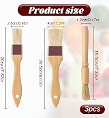hioseyre 3Pcs Pastry Basting Brushes Boar Hair Wood Handle Durable Heat view 2