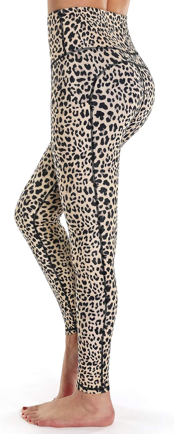 OUGES Womens High Waist Pockets Yoga Pants Running Pants Workout Leggings: Clothing