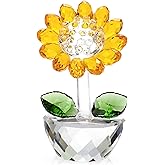 OwnMy Crystal Sunflower with Bud Glass Sunflower Figurine Collectible, Small Sunflower Ornament Paperweight Table Decoration with Gift Box, Glass Bouquet Flowers Centerpieces for Home Decors