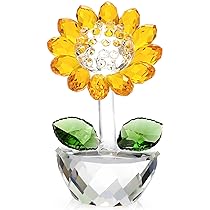 Figurine Myosotis Cristal Bleu - Décoration Table Salon - Cadeau Romantique Femme/Maman - 7x9cm