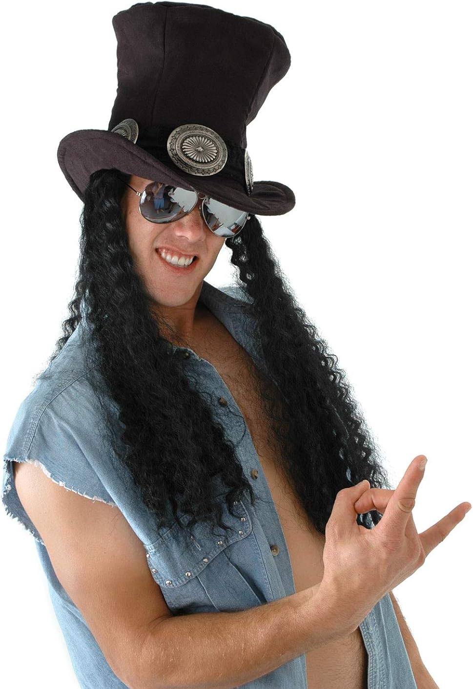 Guitar Superstar Rocker Plush Hat with Hair: Clothing
