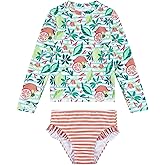 upandfast Girls Rash Guard Set Long Sleeve Two Piece Swimsuit with UPF 50+ Sun Protection for Girls 3-8 Years