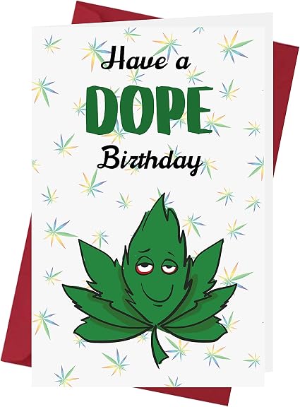 Amazon 面白い マリファナ バースデーカード 男女兼用 喫煙者のためのバースデーカード おもしろ大麻誕生日カード 友人 家族 同僚などに 大麻グリーティングカード 封筒付き ポストカード 絵柄付はがき 文房具 オフィス用品