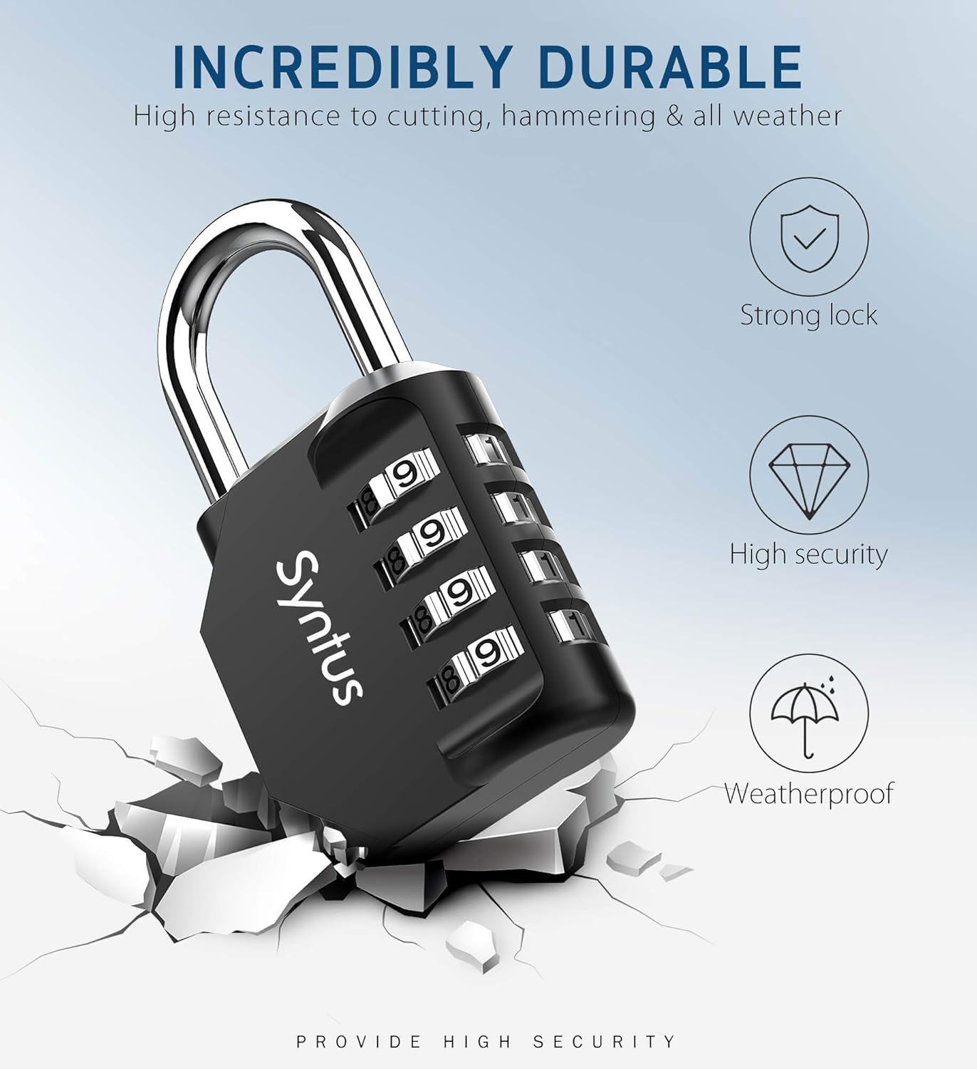 Syntus 2 Pack Combination Lock 4 Digit Padlock for School Gym Sports Locker, Case, Fence, Toolbox, Hasp Storage (Black & Silver) - - 