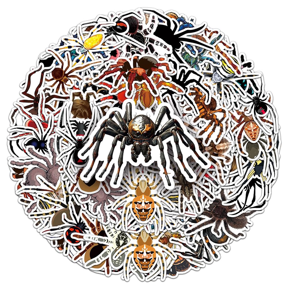 Tredny Spider Vinyl Stickers, 50 PCS Waterproof Illustrated Insect Decals for Laptops, Scrapbooking, Journals, Notebooks, Water Bottles, Suitcases, Phones & DIY Decor