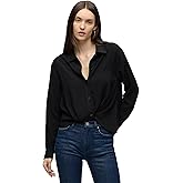 HUDSON Womens Long Sleeve Knotted Front Button Down Shirt