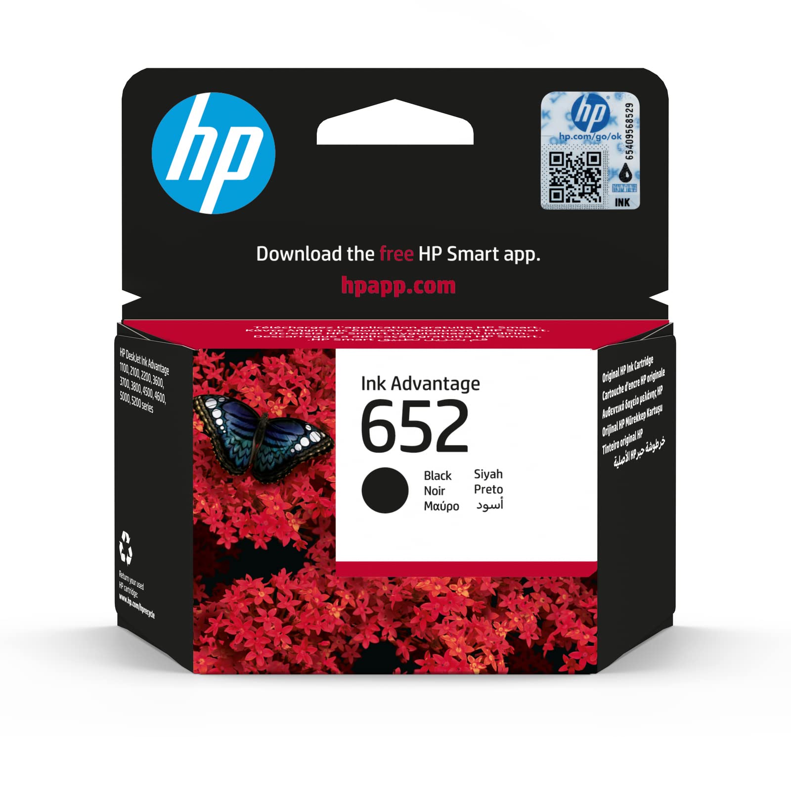 HP F6V25AE 652 Black Ink Cartridge
