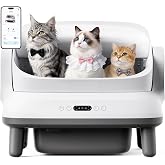 Happypaw L Open-Top Automatic Self Cleaning Litter Box for Multiple Cats | Extra Large Space,Low Entrance, Safety Sensor, Anti-Pinch, 12L Waste Bin, APP Control, Includes Liners, Odor Free