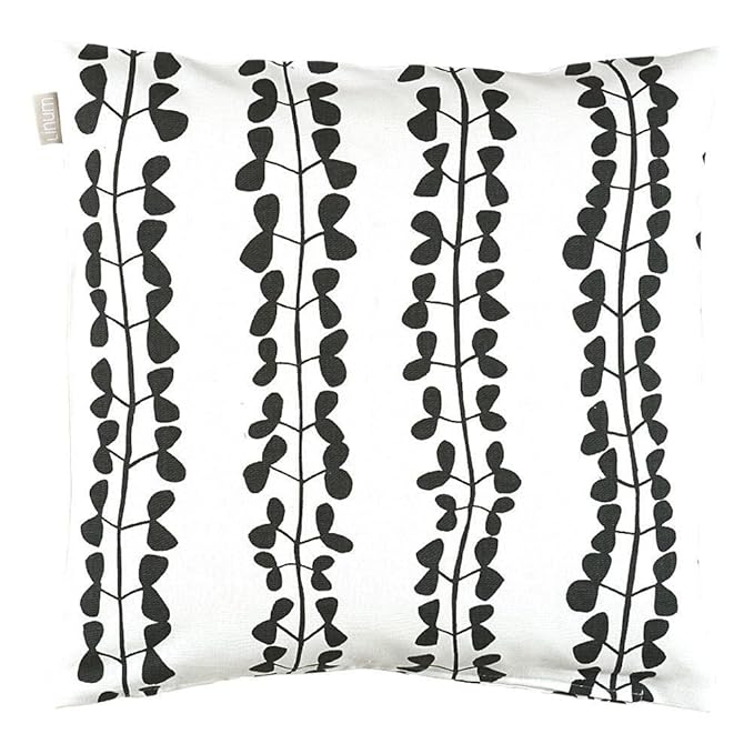 Linum Kissenhülle DANDELL G21 grau Blätterranken 40cm x 40cm aus Baumwolle mit Reißverschluss