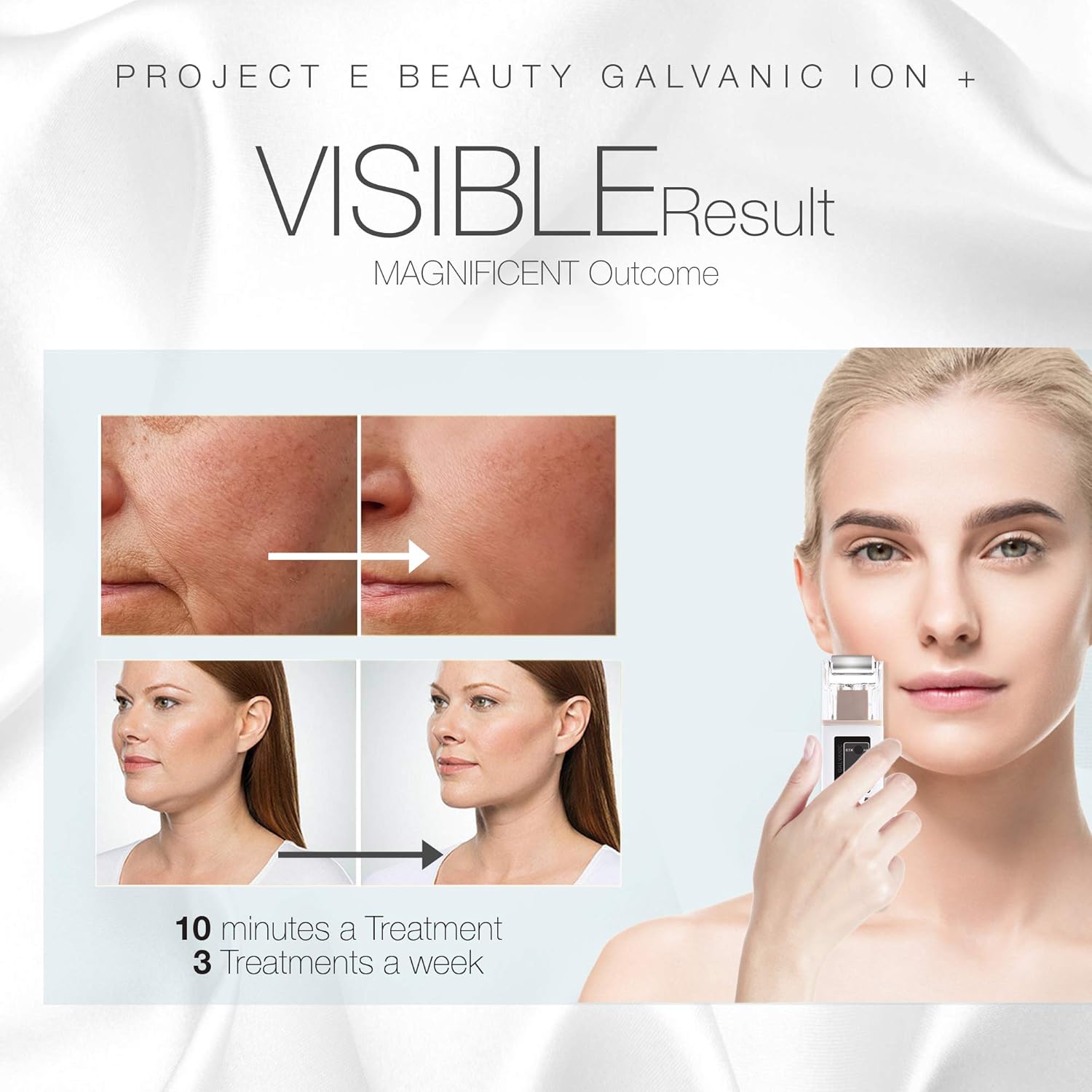 Project E Beauty Galvanic Facial Lifting Roller | Wireless Galvanic Facial Machine Skin Care Reduce Wrinkles Skin Tightening Firming Fine Lines Desincrustation Deep Pore Cleansing Rejuvenation Device: Beauty