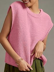 Saodimallsu Womens Sleeveless Crewneck Sweaters