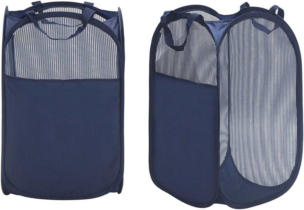 STORAGE MANIAC Pop-Up Mesh Hamper, Foldable Laundry Hamper with Carry Handles, 2-Pack