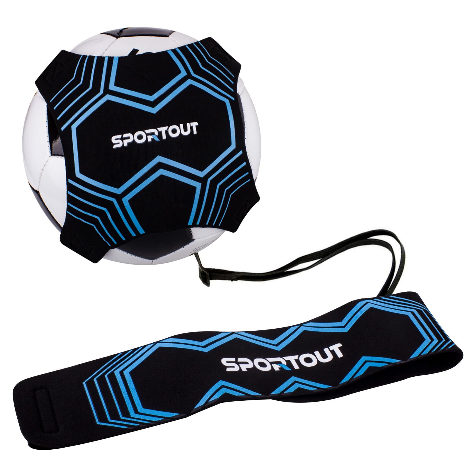 Sportout Fußball/Volleyball/Rugby Kick Throw Trainer Solo Fussball Trainingszubehör Kinder Fußball Training Verstellbar Fussball Geschenk Jungen (Blau)