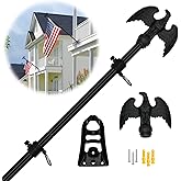 NQ 6FT Flag Pole for Outside House, 3/4 inch Diameter Aluminum Flag Pole with Eagle Topper, House Flag Pole Kit with Flag Pole Holder (Black)