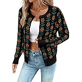 Sidefeel Women's Button Down Cardigan Sweater Long Sleeve Cute Floral Printed Cropped Sweater Coats