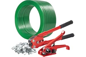 ZUEDA Pallet Banding Strapping Kit, 5/8"x 1000' Heavy Duty PET Strapping with Tensioner and Sealer Tool, 100 Metal Seals for Shipping, Moving, Warehouses, and Industrial Bundling, 1480 lbs Break