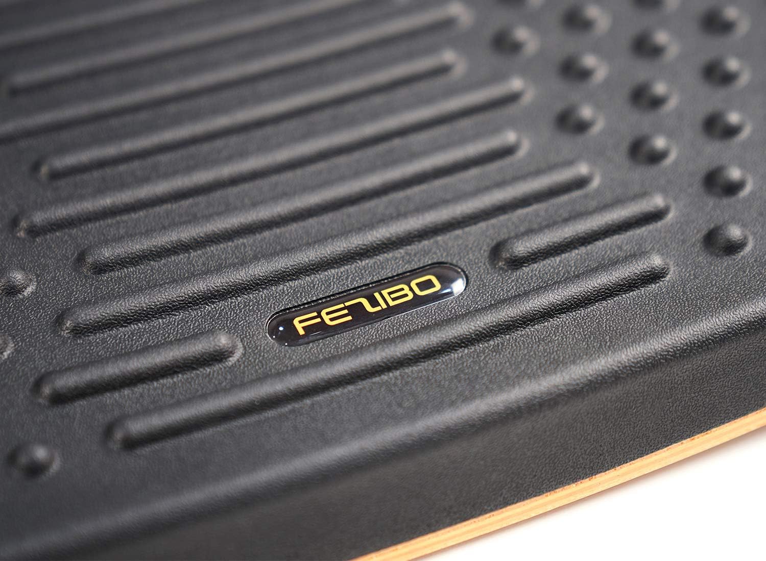 FEZIBO Standing Desk Mat with Anti Fatigue Bar, Wooden Wobble Balance Board with Ergonomic Design Comfort Floor Mat (Medium, Obsidian Black): Home & Kitchen