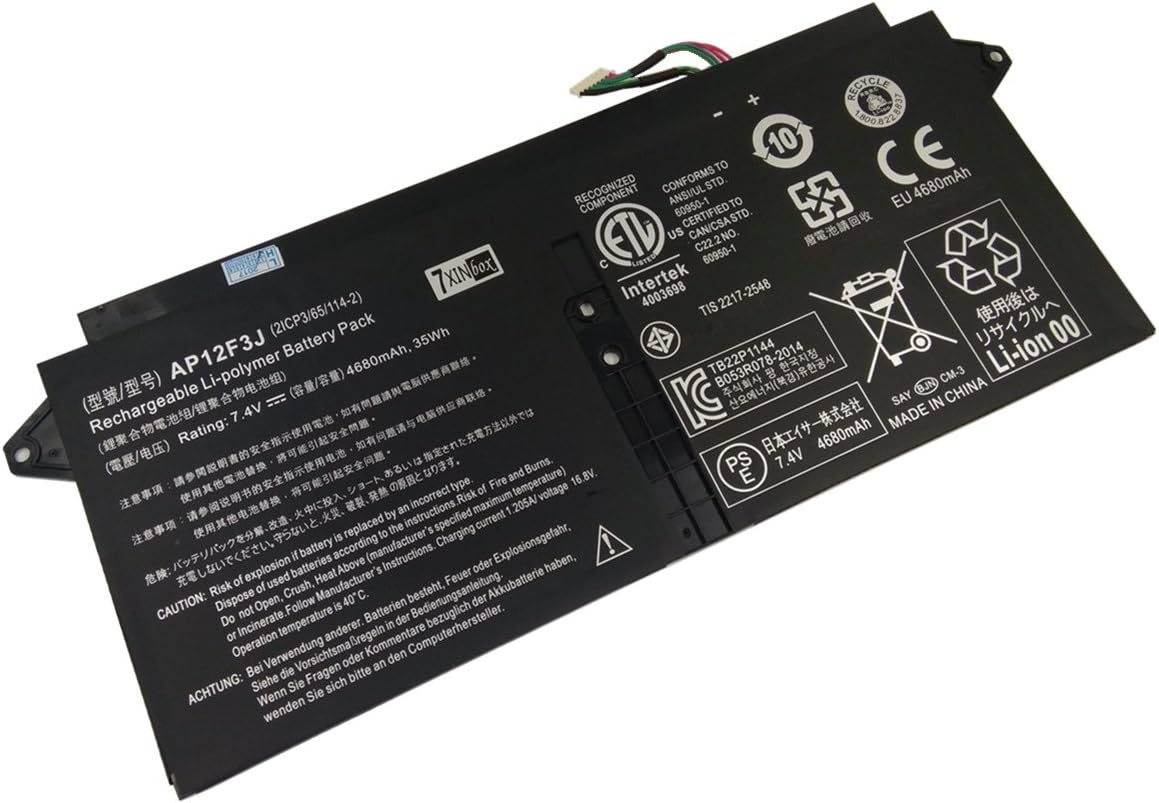 7xinbox 7.4V 35Wh 4680mAh AP12F3J Replacement Laptop Battery for Acer Aspire 13.3 inch S7-391 Ultrabook Series 2ICP3/65/114-2