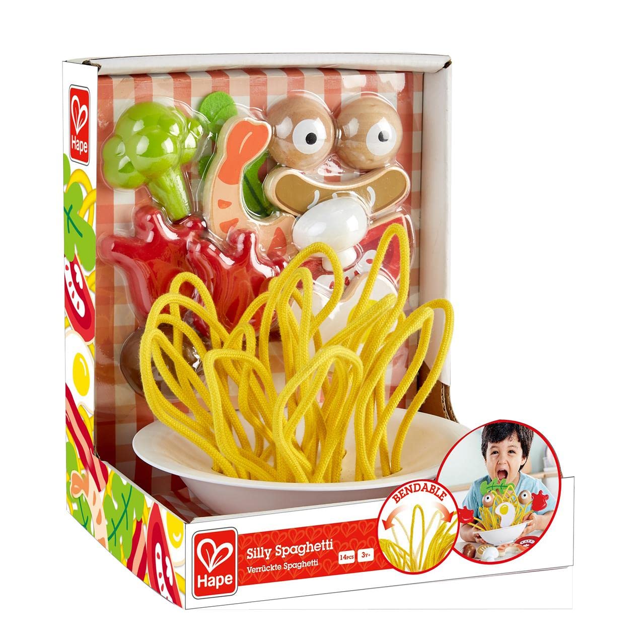 Hape Silly Spaghetti E3165 Spaghetti Fidget Toy, Colourful Toy Set for Ages 3 and up, 13 Pieces