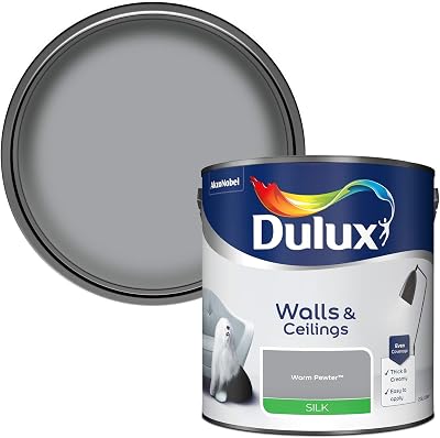 Dulux Silk Emulsion Paint For Walls And Ceilings Warm Pewter 2.5L