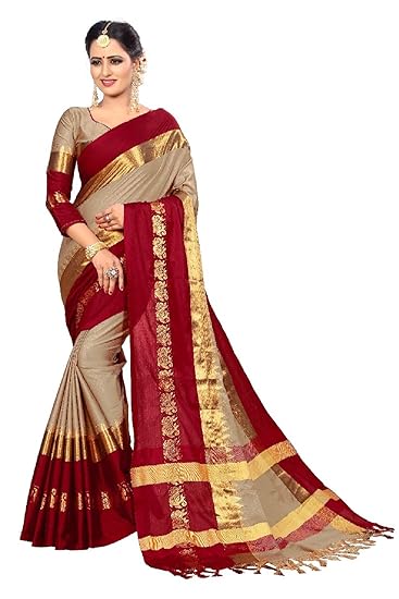 VAIVIDHYAM Cotton Silk with Blouse Piece Saree