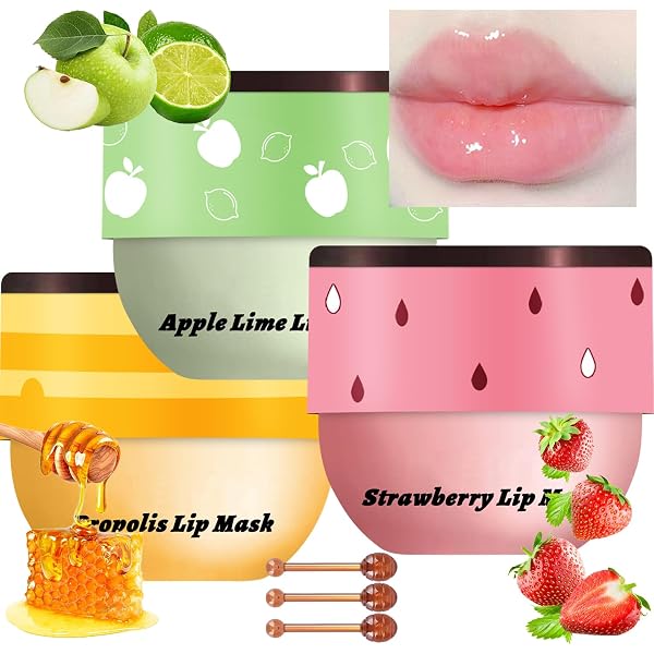 DMSKY 6 PCS Bee Lip Balm Honey Pot, Propolis Lip Mask Overnight...